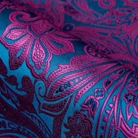 NWT Barry.Wang Silk Blend Blue Pink Paisley Long Sleeve Button Down Size M - Picture 5 of 7